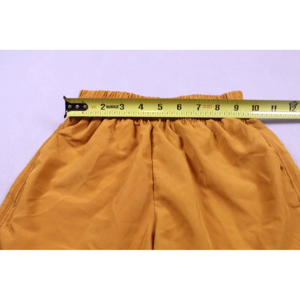 Nike Kids Athletic Shorts Mustard Yellow Gold Mesh Trim Elastic Waistband